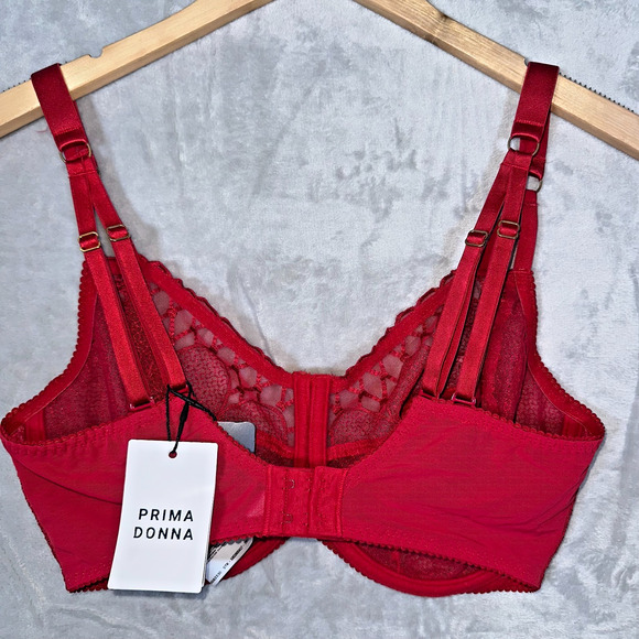 Prima Donna Bra 36F Red Vya Full Cup Strawberry Kiss Underwire Lace NWT! - Picture 2 of 10
